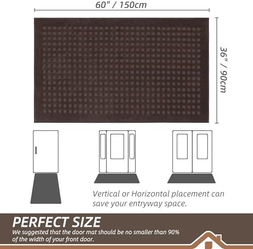BEQHAUSE Dirt Trapper Door Mats 36"x60", Non Slip Washable, Dark Brown - Image 2
