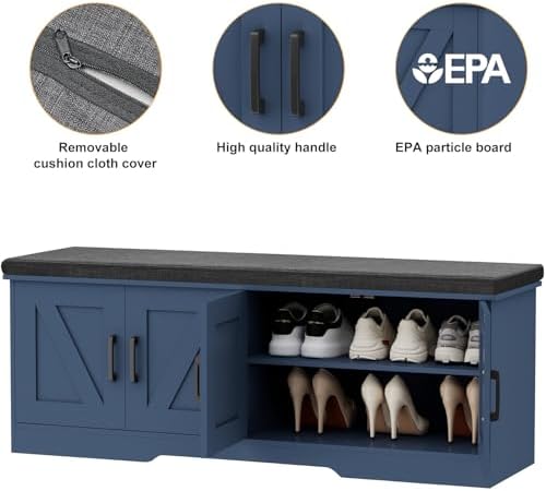 HOMSHO Farmhouse Shoe Storage Bench - Image 6