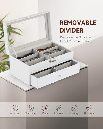 CO-Z Sunglasses Organizer with 12 Slots, Leather Eyeglasses Storage Box - Image 5