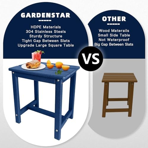 GARDENSTAR Adirondack Square Side Table, one-Tier Outdoor end Table, Patio Side - Image 4