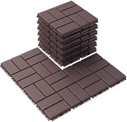 Goovilla Plastic Interlocking Deck Tiles, 9 Pack 12"x12", Dark Brown by Goovilla