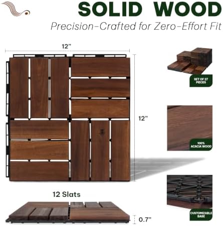 Acacia Interlocking Deck Tiles, 12 Slats - Image 2