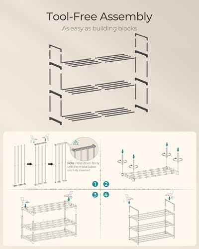 SONGMICS Shoe Rack, 3-Tier Shoe Organizer, Metal Storage Shelf - Image 5