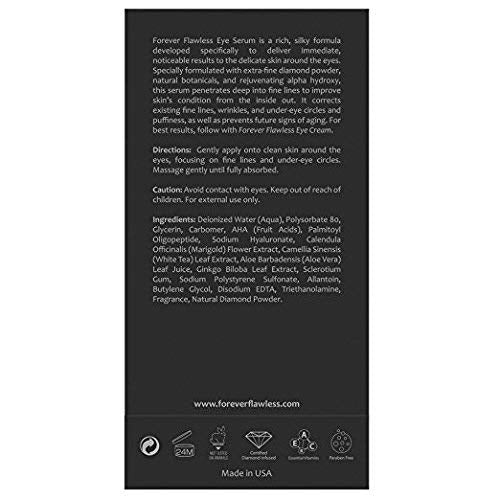 Forever Flawless Diamond Infused Eye Serum. Blue Diamond Eye Serum Formulated to Diminish Puffiness, Bags, Dark Circles, Wrinkles, and Fine-Lines around the Eyes.