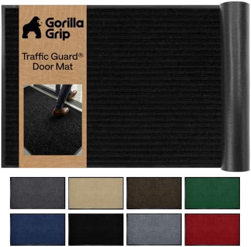 GORILLA GRIP Traffic Guard Indoor Outdoor Heavy Duty Door Mat, 35x23 Black by GorillaGrip