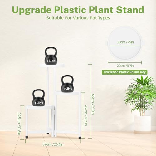 iDavosic.ly 3 Tier Folding Plant Stand Indoor Outdoor, Plastic Tray - Image 5