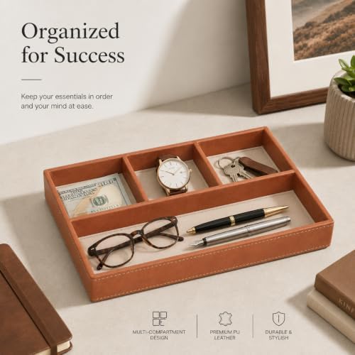 GORESE Leather Jewelry Tray, Catchall Tray Organizer - Image 6