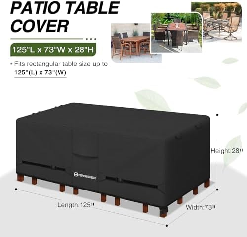 Porch Shield Waterproof Rectangular Patio Table Cover 125 x 73 inch - Image 2
