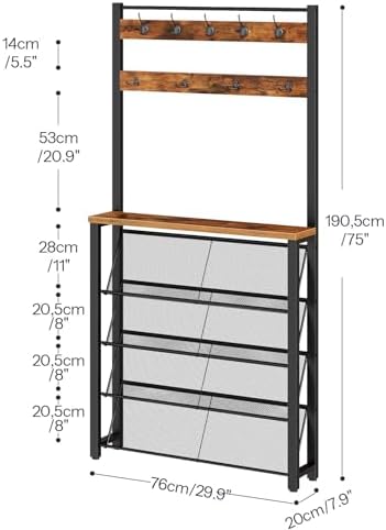 HOOBRO Hall Tree with Bench, Narrow Shoe Rack with Coat Rack, Coat Rack with - Image 4