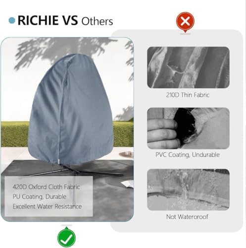 RICHIE 75”x45” Patio Egg Chair Covers Waterproof & UV Resistant, Heavy-Duty - Image 7