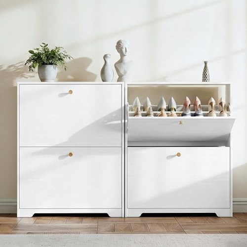 Nicetree Shoe Cabinet with 2 Flip Drawers, Modern Entryway Organizer - Image 6