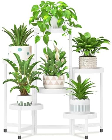 iDavosic.ly 6 Tier Folding Plant Stand Indoor Outdoor, Plastic Tray by iDavosicly