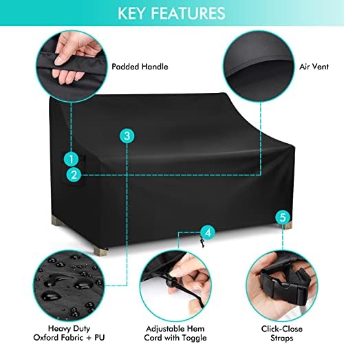 WLEAFJ Patio Sofa Cover Waterproof, Outdoor Loveseat Cover, Heavy Duty Deep - Image 3