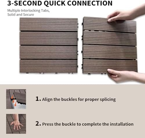 LIVING GREEN 11 PCS Interlocking Deck Tiles, All-Weather & Waterproof Composite - Image 6