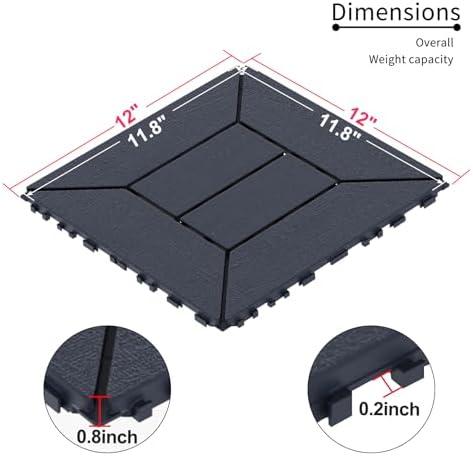 Plastic Interlocking Deck Tiles, 12x12 Inches Waterproof Outdoor Patio Flooring - Image 2