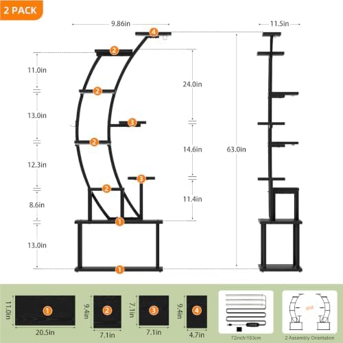 2 Pack Plant Stand Indoor with Grow Lights, 9 Tier Large Tall Plant Shelf - Image 6