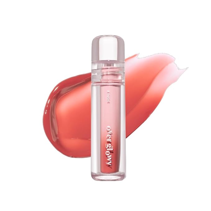 ETUDE Over Glowy Lip Stain Tint #1 Scented Rose | Non-Sticky Vegan Lip Tint | Moisturized & Long-lasting Lip Gloss | Daily Tint for Dry Lips K-beauty