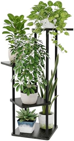 Bamworld Small Plant Stand Indoor Corner Metal Plant Shelf by Bamworld