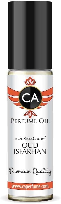 CA Perfume Impression of Christian D. Oud Isfarhan For Women & Men Replica Fragrance Body Oil Dupes Alcohol-Free Essential Aromatherapy Sample Travel Size Long Lasting Attar Roll-On 0.3 Fl Oz/10ml