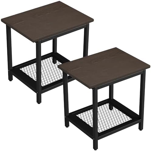 2-Tier Outdoor Side Table with Storage, Weather Resistant Patio End Table by PyraLineHome