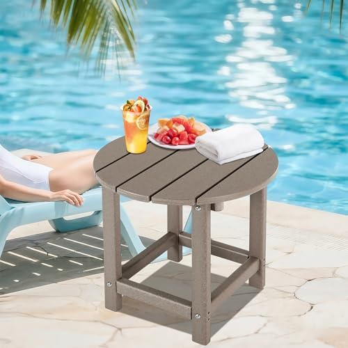 LZRS Round Adirondack Patio Side Table End Table, Outdoor Side Tables - Image 2
