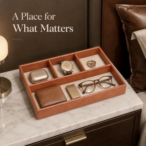 GORESE Leather Jewelry Tray, Catchall Tray Organizer - Image 2