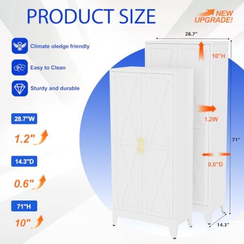 GAIOUS 71" Tall Kitchen Pantry Cabinet, Metal Storage Cabinet White Cupboard - Image 2