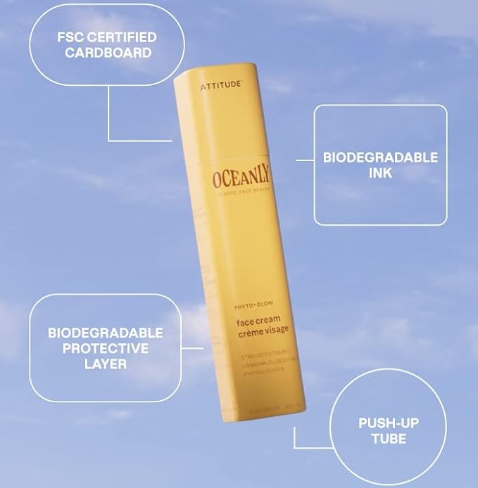 ATTITUDE Oceanly Aging Skin Daily Facial Care Routine Box Set, EWG Verified, Plastic-free, Plant and Mineral-Based Ingredients, Vegan and Cruelty-free, PHYTO AGE, Set of 4 Travel Size Bars
