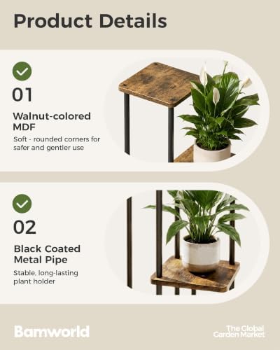 Bamworld Plant Stand Indoor Corner Plant Shelf - Image 6