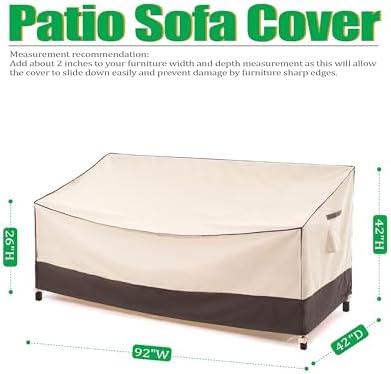 F&J Outdoors Patio Sofa Covers, X-Large 92"W x 42"D x 42"H - Image 2