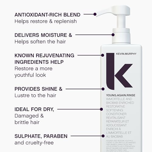 KEVIN.MURPHY YOUNG.AGAIN.RINSE - Moisturising Anti-Ageing Conditioner - For Ageing, Dry, Damaged & Brittle Hair - Hair Repair - With Amino Acids - Sulphate & Paraben Free - 1 L / 33.8 fl oz
