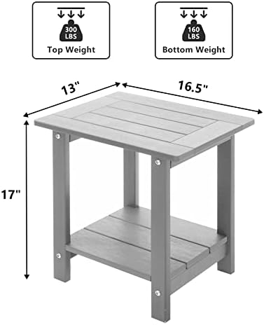 Meluvici Double Adirondack Side Table Weather Resistant, Outdoor Rectangular - Image 2
