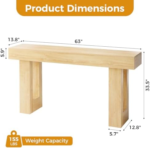 DUMOS 63" Long Narrow Farmhouse Console Table - Image 2