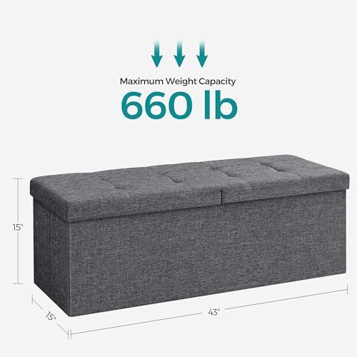 SONGMICS 43.3 Inches Storage Ottoman, Foldable Bench - Image 3