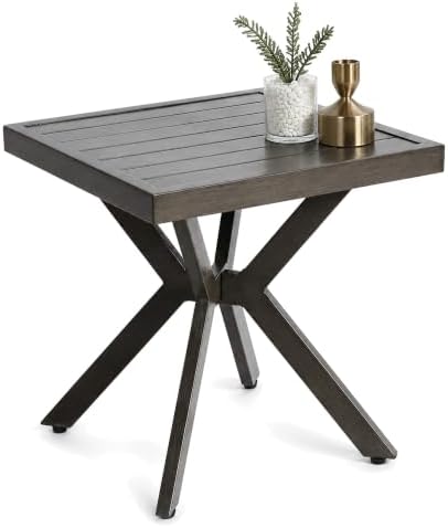 Aluminum Outdoor Side Table for Patio, 17.7" Square by Unknown