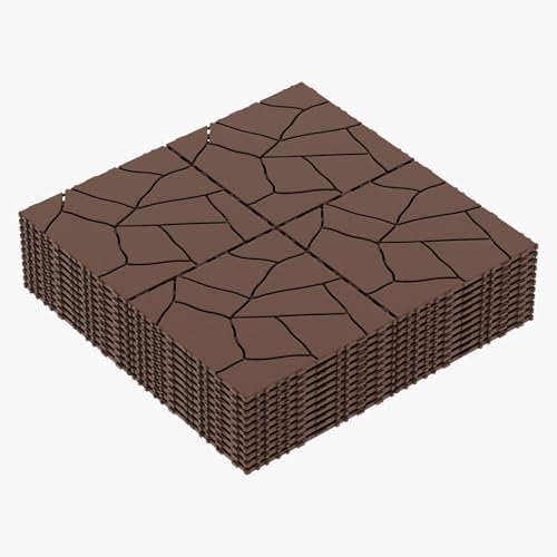 44 Pack Interlocking Deck Tiles, 12x12 Inch Modern Plastic Outdoor Flooring by Unknown
