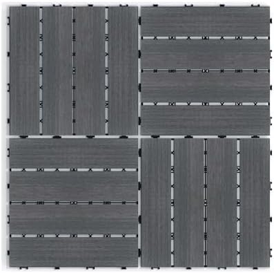 Wood Plastic Composite Interlocking Patio Deck Tiles, 22 Pack 12"x12" Premium - Image 6