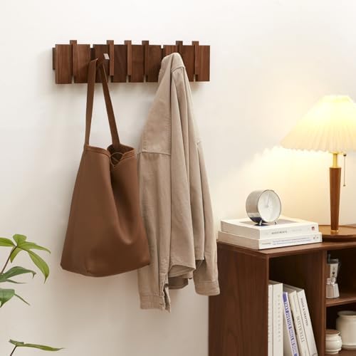 QUELLANCE Wood Coat Rack Wall Mount, Coat Hooks Hanger Wall Mounted, Heavy Duty - Image 5