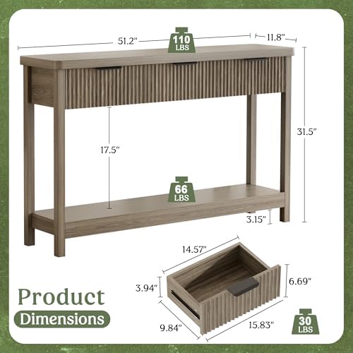 Lulive Fluted Console Table, 51 Inch Entryway Table - Image 2