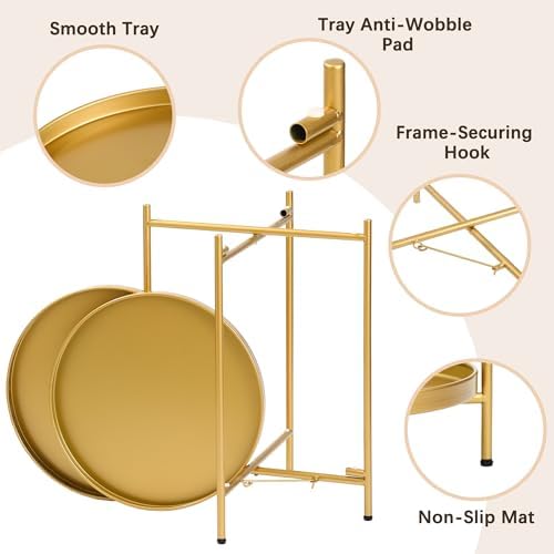 2-Tier Round End Side Table, Small Metal Side Table - Image 6