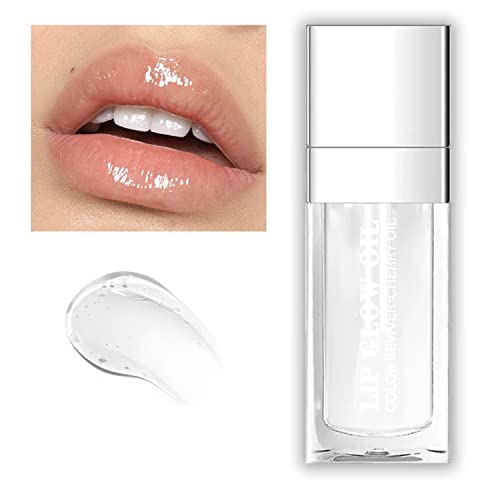 Yasovigi Hydrating Lip Oil Plumping Lip Tint Moisturizing Lip Gloss, Transparent Lip Balm Care Stick Nourishing Repairing Non-sticky, Moisture&Lighten Lip Lines (Transparent + Cherry)