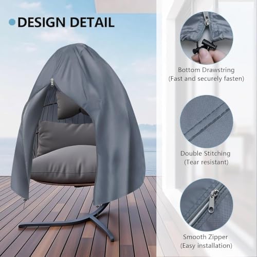 RICHIE 75”x45” Patio Egg Chair Covers Waterproof & UV Resistant, Heavy-Duty - Image 5