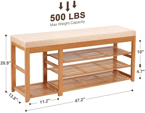 PETKABOO 47.2 in Shoe Rack Bench - Image 3