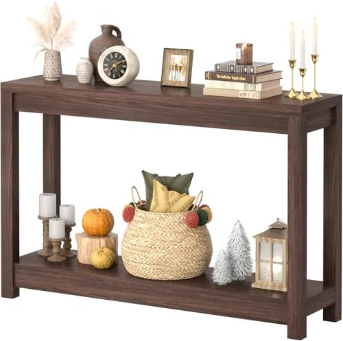 Besiost 47" Farmhouse Wood Entryway Table Narrow Console Table by Besiost