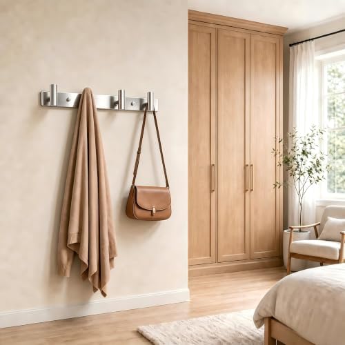 Wall Mounted Coat Rack-4 Hooks, Heavy Duty Stainless Steel Wall Hooks - Image 6