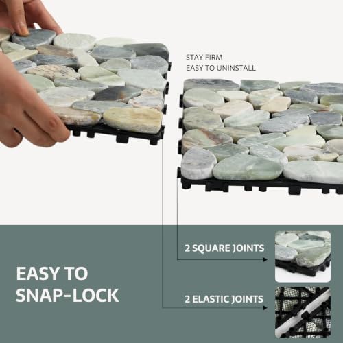 Pebble Tile, Natural Stones Paver Tile, Jade Green 4 Sheets - Image 5