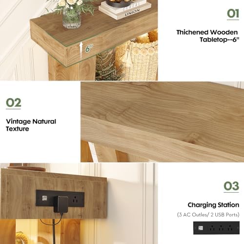 Unikito 63" Console Table with Sensor Light & AC Outlets with USB-C Ports - Image 4