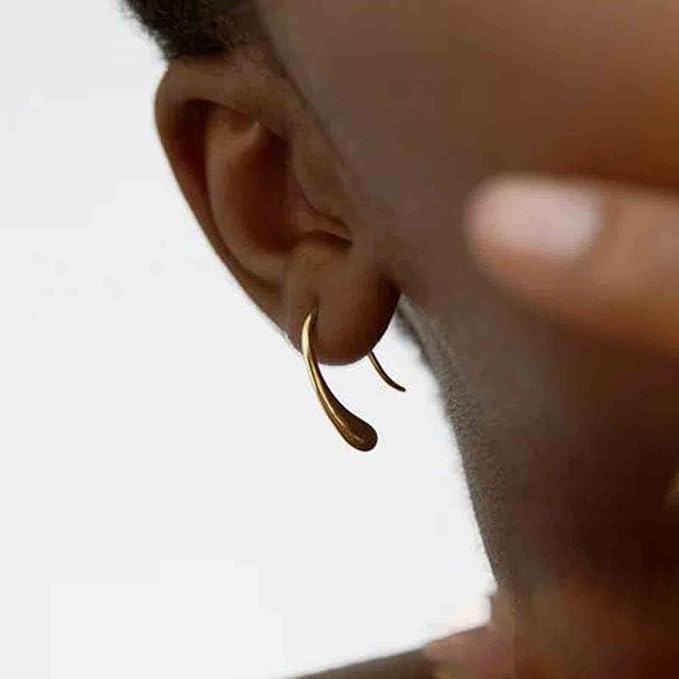 Water Tear Drop Earrings Abstract Droplet Hoop Earrings Gold Hook Threader Earrings Minimalist Drop Dangle Earrings Jewelry for Women and Girls Gifts