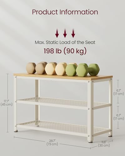 VASAGLE 3-Tier Shoe Rack, Storage Bench - Image 3