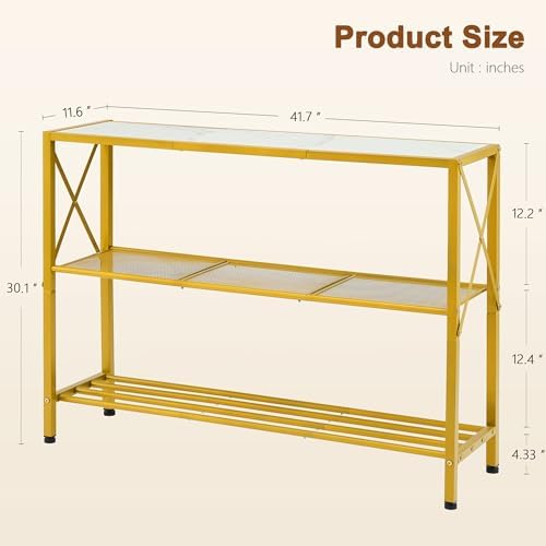 Hoctieon Gold Console Table, 3 Tier Entryway Table, Hallway Table, Narrow Sofa - Image 2